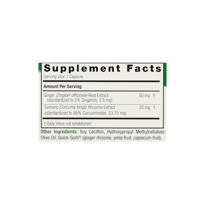 Nature's Answer Extracaps Turmeric and Ginger Vegetarian Capsules, 90-Count