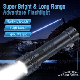 FandyFire Rechargeable LED Flashlight High Lumens - 2 Pack Super Bright Small Tactical Flashlight Zoomable,4 Modes, IP64 Waterproof for Camping Emergency Repair Outdoor