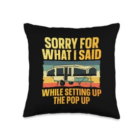 Funny Pop Up Camper Art for Men Women Pop Up Camping Lovers Throw Pillow