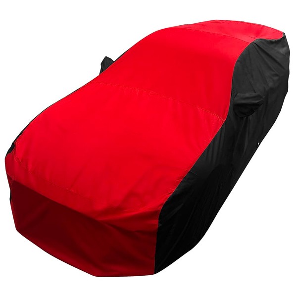 Mustang Car Cover - Ultraguard Plus 300 Denier Water Resistant Indoor/Outdoor Protection for 2005-2023 Ford Mustang V6/Ecoboost/GT/Bullitt/Shelby GT350 (Red/Black)
