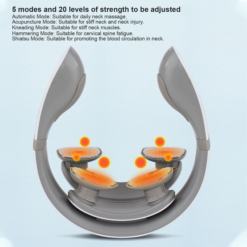 Electric Pulse Neck Massager 5 Modes 20 Strength Levels Cordless