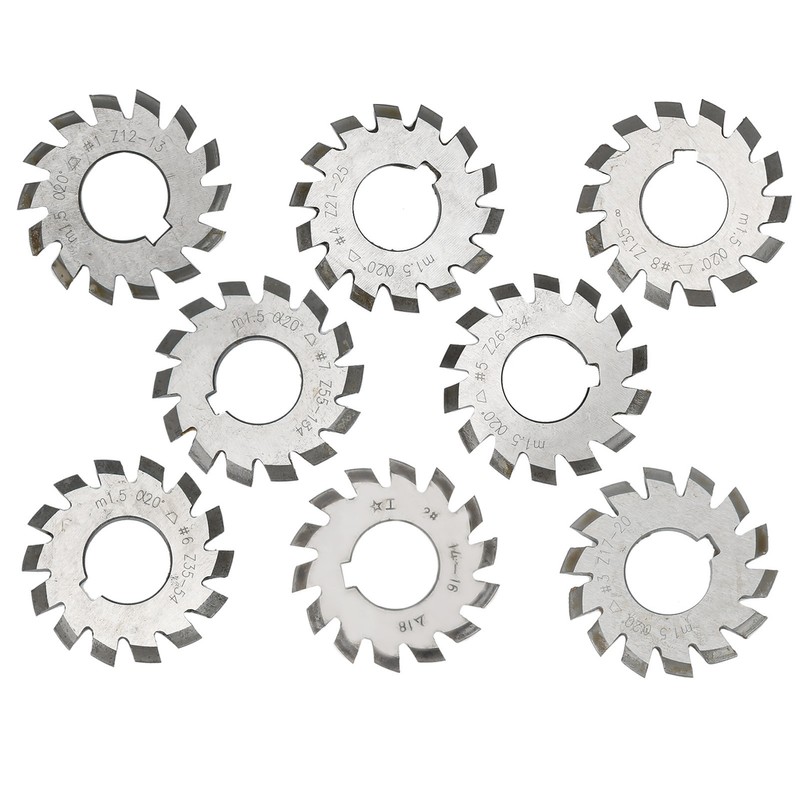8Pcs Gear Cutter High Speed Steel Cutting Tool Industrial Supplies
