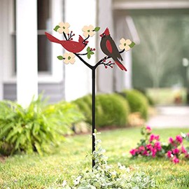 Cardinal Decor Spring Red Cardinals Yard Sign Stake Metal Bird Decorative Garden Stakes, Lawn Outdoor Decorations for Front Backyard, Christmas Birthday Remembrance Gift for Mom Women Friends Family