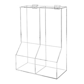 Marketing Holders Divided Condiment Bin with Lid 2 Compartment Sugar Packets or Wrapped Candy Caddy Clear Acrylic 8.5" x 12" Tabletop Organizer for Bakeries and Restaurants