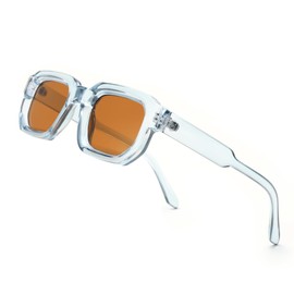 FEISEDY Retro Small Rectangle Sunglasses Women Men Fashion Thick Frame Chunky Square Shades B0202