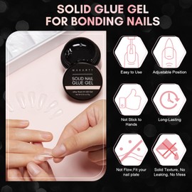 Makartt Nail Tips and Glue Kit: Almond Medium Tips 500PCS with 3D Gel Solid Builder Gel for Extension, Full Cover Pre-Buffed Nails, Non-Sticky Carving Glue, Complete DIY Manicure Nail Art