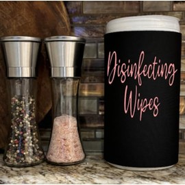 Rose Gold Script Decorative Cleaning Wipe Covers (Large, Black)