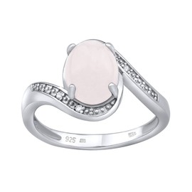 SILVEGO Women's Ring Made of 925 Sterling Silver with Natural Rose Quartz, Sterling Silver, Rose Quartz