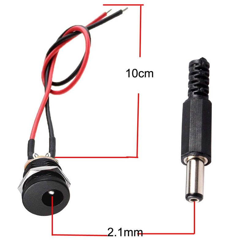 RUNCCI-YUN DC Female Panel Mount Socket,5.5 x 2.1 MM DC
