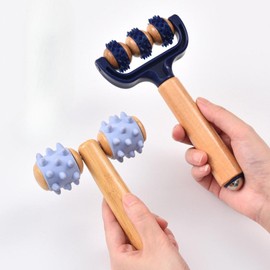 Milageto T Shape Massager Muscle Roller Tool Massage Tool Portable Handheld Meridian Rolling Stick for Body Legs Cellulite Reduction, Blue