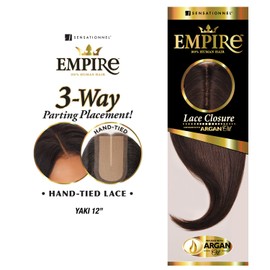 Sensationnel Empire humanhair lace closure - yaki 12 inch 3 way lacepart hand tied weaving closure (2 DARKBROWN)