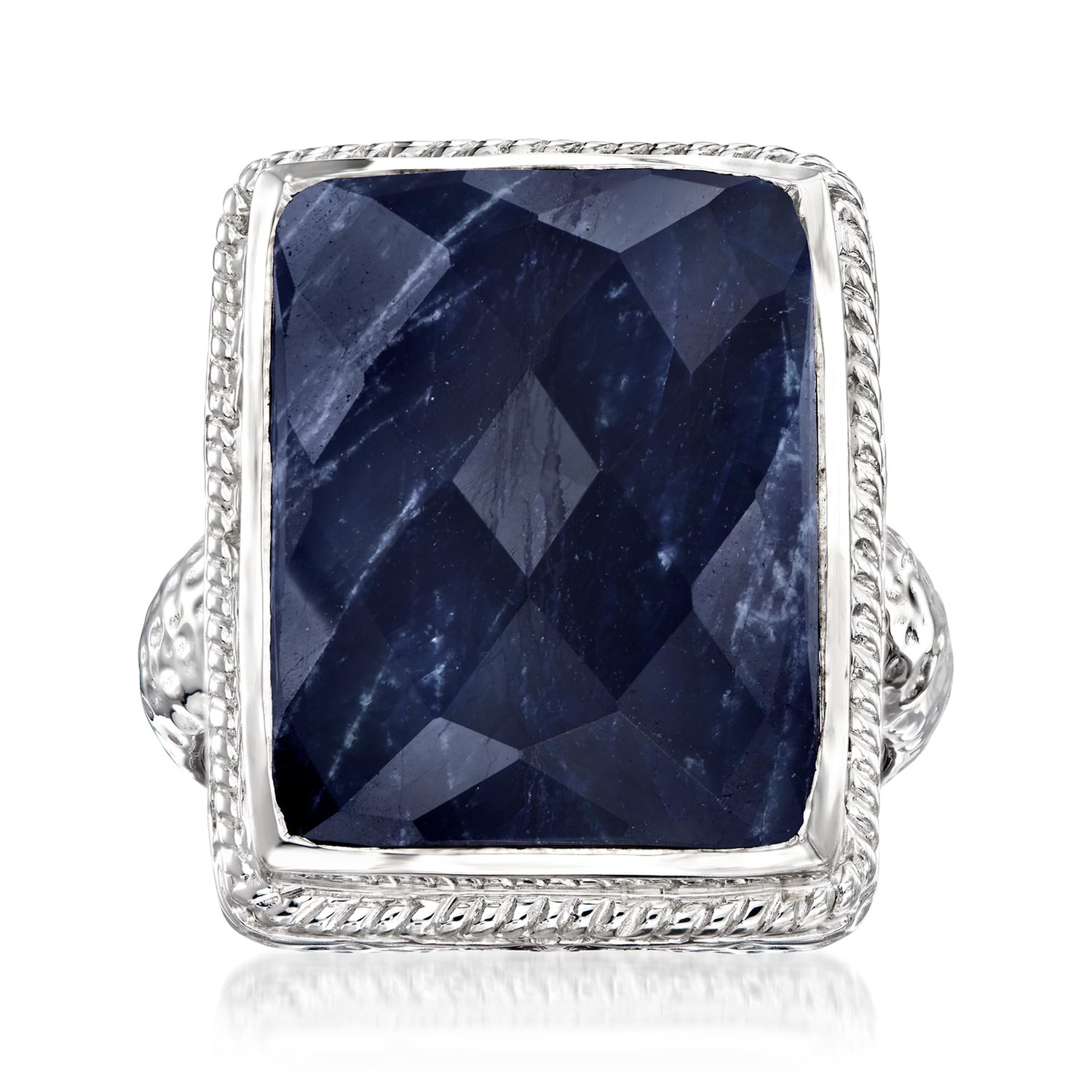 Ross-Simons 17.00 Carat Sapphire Roped-Edge Ring in Sterling Silver ...