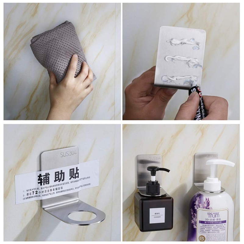 2pcs Wall Mounted Hand Holder Hanging Rack Shampoo Shelf Kitchen