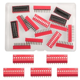20pcs Slide Type Dip Switch Double, 10 Position Double Row Slide Type Switch for 2.54mm PCB On-Off Toggle Switch, Circuit, Breadboard
