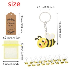 WADY Regalos de Fiesta Temática de Abeja, Juego de 24 Llavero de Abeja, Mini Llavero Con Bolsas de Organza Amarillo Etiquetas Kraft, Creativa Llaveros Baratija para Festivales Cumpleaños Fiesta