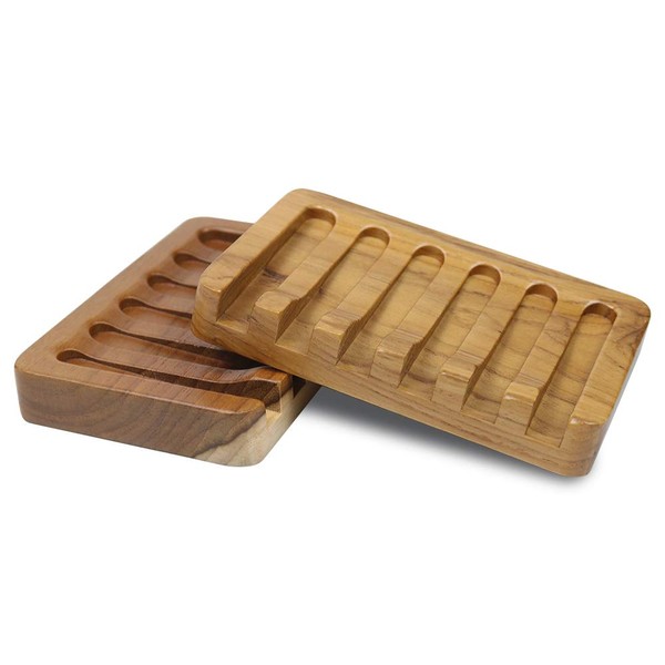 HTB Wooden Soap Dish, Teak Wood Soap Dish Soap Saver
