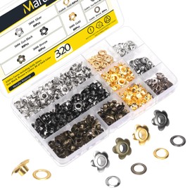 Mardatt 320Pcs 3/16 Inch Flower Eyelet Grommets, Mixed Colors Metal Eyelets Flowers Grommets Scrapbooking Eyelets for Fabric Clothing Shoes Leather Crafts(Gold/Silver/Black/Bronze)