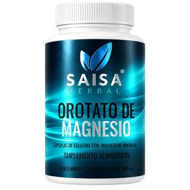 SAISA HERBAL Orotato de Magnesio 100% Puro, 120 Cápsulas | Alta Absorción | Suplemento Alimenticio Natural, Energía