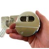 Puck Lock with Hasp and Mounting Hardware, Round Padlock, Bolt