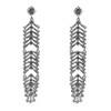 Dreamlandsales Sparkling Silver Tone Statement Feathered Leaf Long Drop Earrings