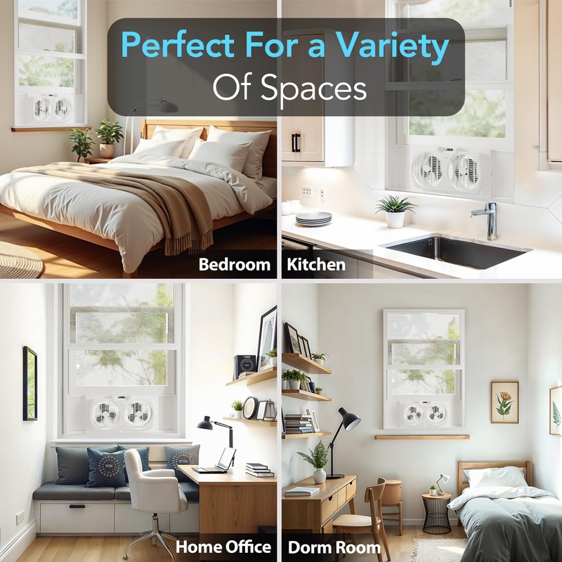 Comfort Zone Window Fan for Bedroom, 9 inch 3 Speed