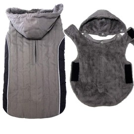 JoyDaog Fleece Dog Hoodie for Small Medium Dogs Super Warm Puppy Jacket for Cold Winter Dog Coats, Grey S