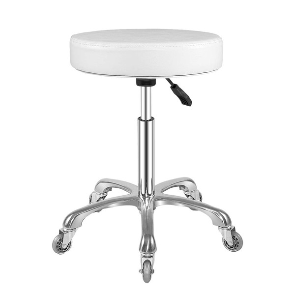 Rolling Stool with Wheels Adjustable Swivel Heavy Duty Hydraulic Stools Chair for Shop Guitar Lab Tattoo Workbench Medical (White)