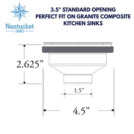 Nantucket 3.5KD-GCCB 3.5" Basket Strainer Kitchen Drain Set Assembly for Granite Composite Sinks - Brown