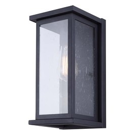 Canarm Sawyer Outdoor Light, Black Sand Finish, 1-Light, Seeded Glass, 60W, 6.5" W x 13.25" H x 6.75" D, Easy Connect