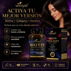 Biotina Colágeno Keratina Complejo B Winyel 60 Cápsulas
