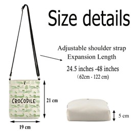 ENSIANTH Crocodile Shoulder Bag, Gifts for Crocodile Lovers, Cute Crocodile Print Crossbody Bag with Shoulder Strap, 241031 Crocodile C