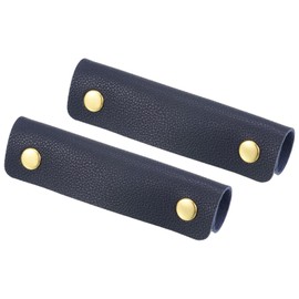 PATIKIL Luggage Handle Wrap, 2 Pack PU Handbag Grip Cover Protector Identifier with Clasp for Suitcase Grocery Shopping Bag, Navy Blue