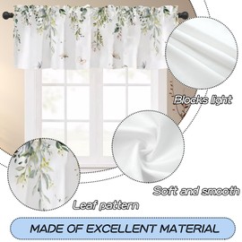 Kitchen Topper Curtain Printed Short Half Window Curtains 2 Panels Spring Curtain Valances Watercolor Window Treatment Rod Pocket Butterfly Leaves