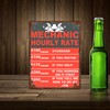 Mechanic Hourly Rate Funny Garage Sign Theme Retro style metal