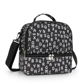 Lunch Bag for Women Double Deck Insulated Lunch Cooler Bag for Adults Work Picnic (Letter)
