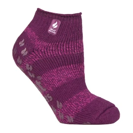 HEAT HOLDERS - Ladies Low Cut Ankle Slipper Socks with Non Slip Rubber Sole (4-7, Deep Fuchsia/Berry (Valencia))