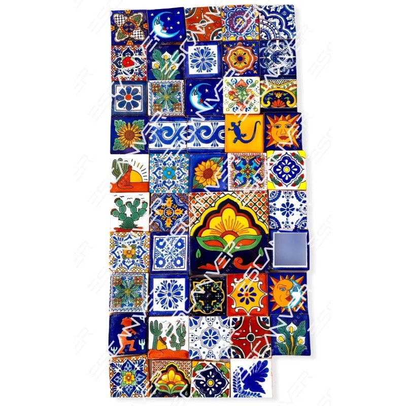 Escanver Azulejo Talavera 5x5 Cm Pequeño 45 Piezas Surtido Confeti