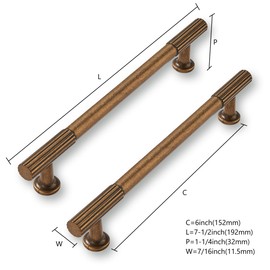 CABDM 2 Pack 6inch(152mm) Center to Center Antique Brass Cabinet pulls Solid Heavy-Duty Kitchen Cabinet Handles Drawer Pulls Cupboard Hardware for Cabinets