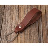 Dark brown leather key chain drop shape ring keychain boyfriend