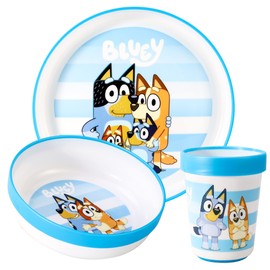 Bluey 3pcs Bicolor Premium Kids Dinner Tableware Set Plate, Bowl & Tumbler, BPA Free