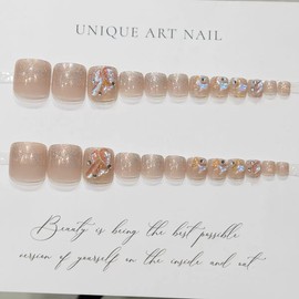 MISS MUMU Nail Tips, 24 Pieces, Nail Tips, Short, Spring, Summer, Simple, Cute, Popular, Nail Seal, Bride Nails, Glossy, False Nails, Coming of Age of Coming of Age Ceremonies, Weddings, School