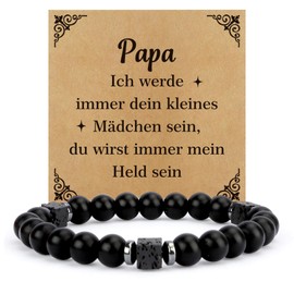Papa Geschenke zum Vatertag,Weihnachts Valentinstag Geburtstagsgeschenk für Den Papa Werdende Väter Weihnachten Personalisiertes Lustig,Herren Armband Schwarz,Ostergeschenke Geschenke für Papas