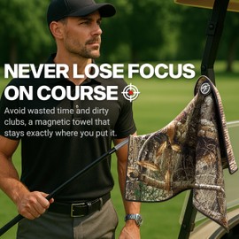 Toalla magnética de golf de camuflaje, toalla de golf magnética de microfibra con clip para carrito, club o bolsa, trapo de golf de 24 x 16 pulgadas, accesorios y regalos para hombres, papá y