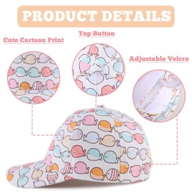 OMUKY Kids Baseball Cap Toddler Sun Hat Adjustable Summer Beach Girls Boys Caps for 2-6Years(White Fish)