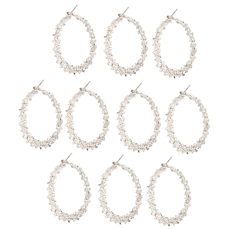 5 Pair Silver Hoop Earrings Retro Simple Lightweight Zinc Alloy