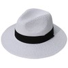 DRESHOW Women Wide Brim Straw Panama Roll up Hat Fedora