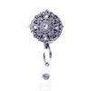 Laraine Badge Reel Holder Retractable Metal Clip ID Card & Key Holders Carabiner Rhinestones Pearl Bird Shape 1.7â (Flower Silver)