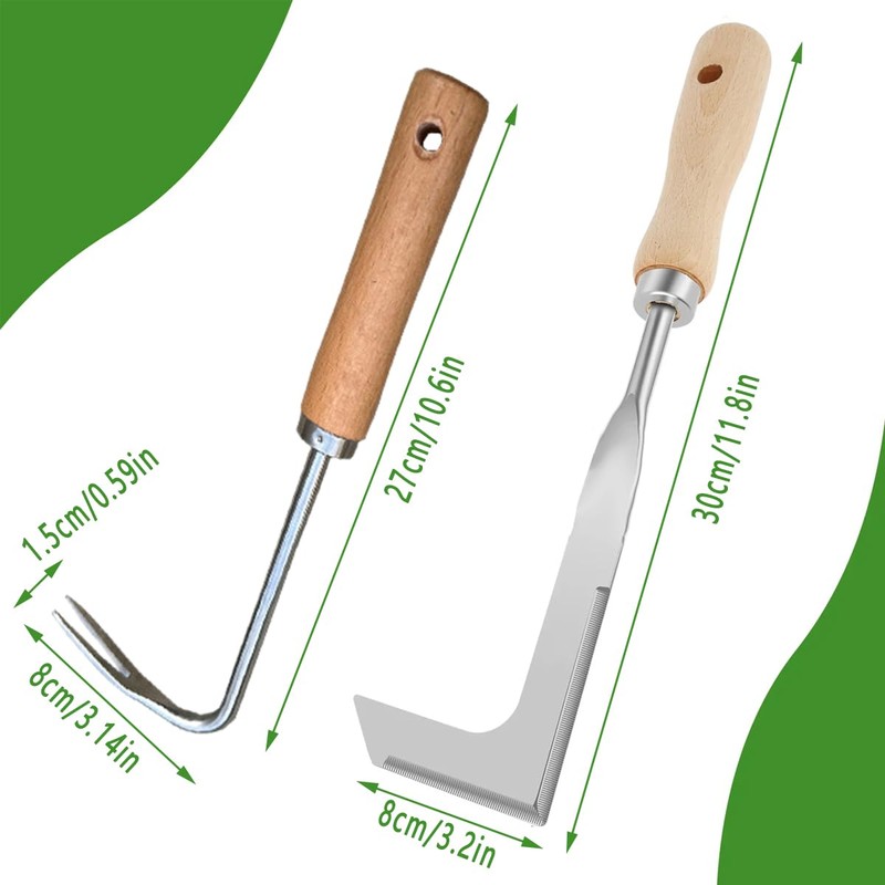 AIMALL Stainless Steel Weeder Tool with Wooden Handle, Lightweight Garden