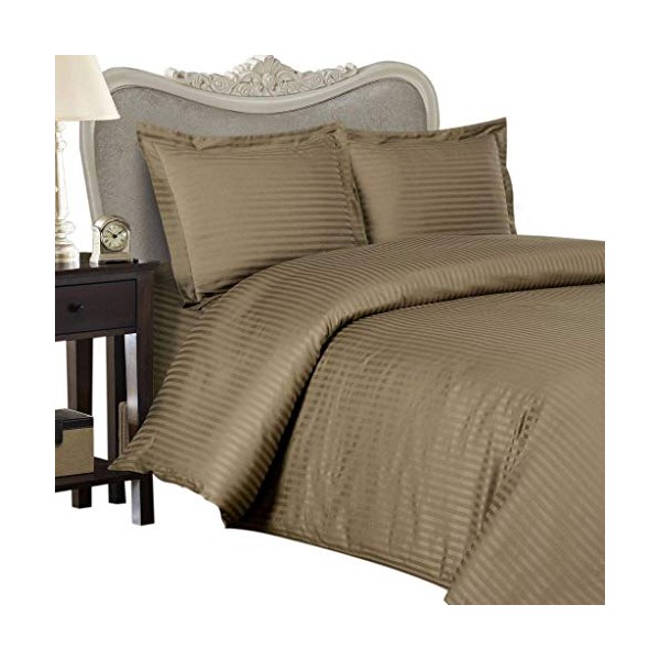 CAL KING Size, TAUPE Damask Stripe, 1000 Thread Count /