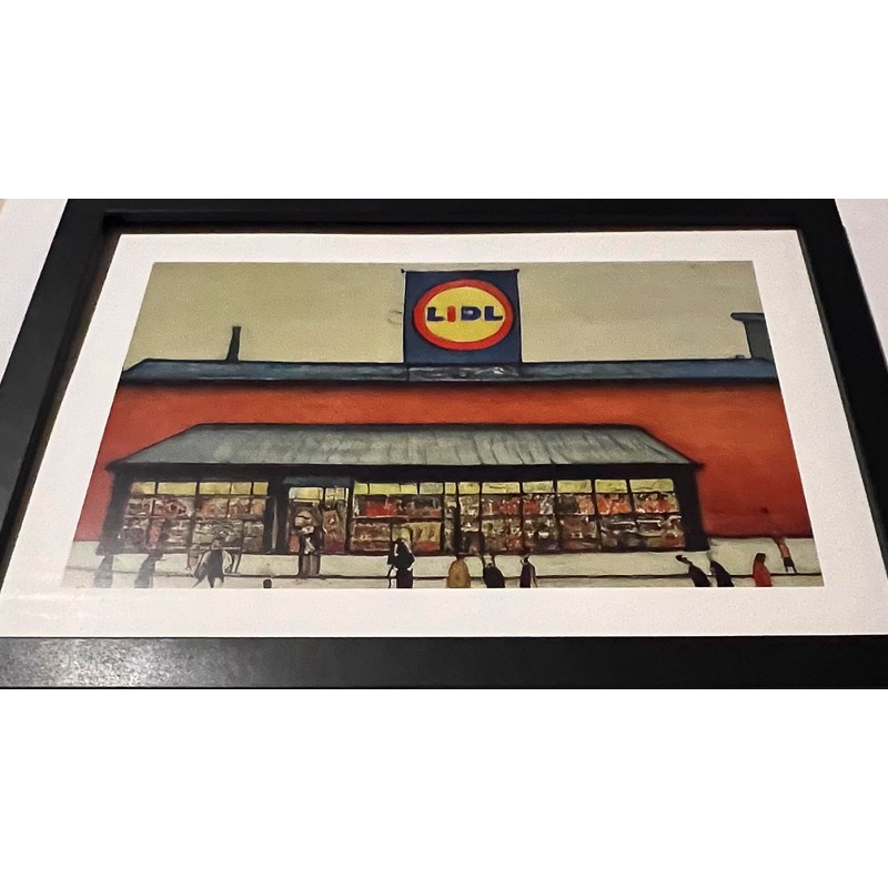 Lowry-Style Framed Print. Beautiful Black Ash Frame (Lowry, LS Lidl)